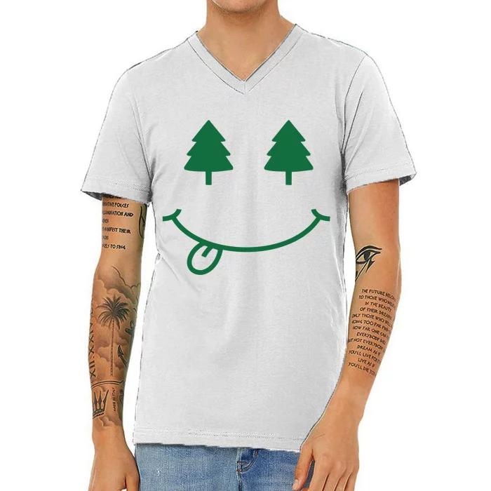 Christmas Smiley Holiday V-Neck T-Shirt