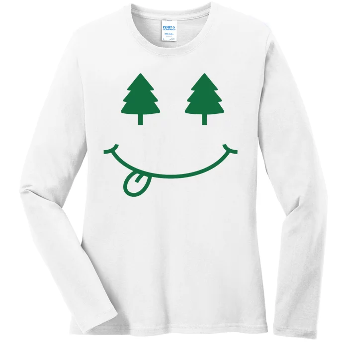 Christmas Smiley Holiday Ladies Long Sleeve Shirt