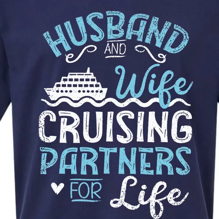 Cruise Ship Husband & Wife Cruising Partners For Life Sueded Cloud Jersey T-Shirt