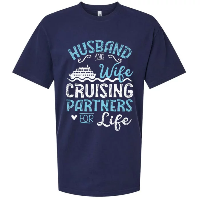 Cruise Ship Husband & Wife Cruising Partners For Life Sueded Cloud Jersey T-Shirt