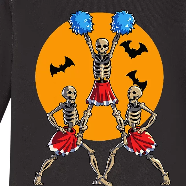 Cheerleading Skeleton Halloween Cheer Skeleton Cheerleader Baby Long Sleeve Bodysuit