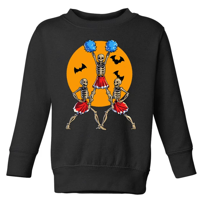 Cheerleading Skeleton Halloween Cheer Skeleton Cheerleader Toddler Sweatshirt