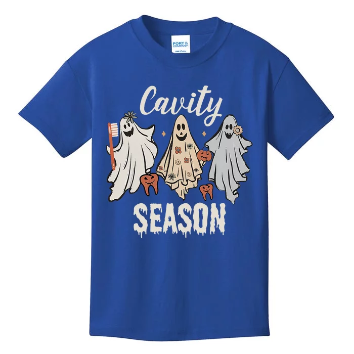 Cavity Season Halloween Funny Dental Ghosts And Toothbrush Kids T-Shirt