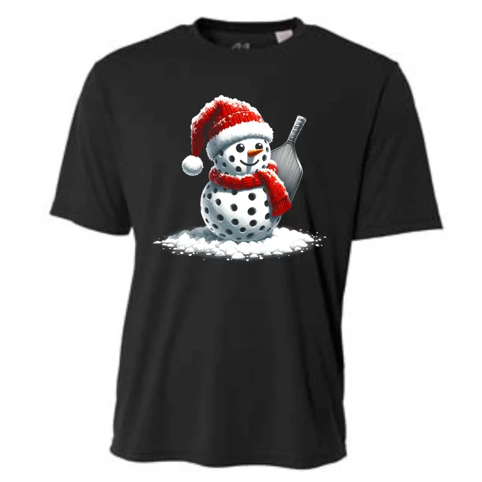 Christmas Santa Hat Snowman Family Xmas Matching Pickleball Gift Cooling Performance Crew T-Shirt