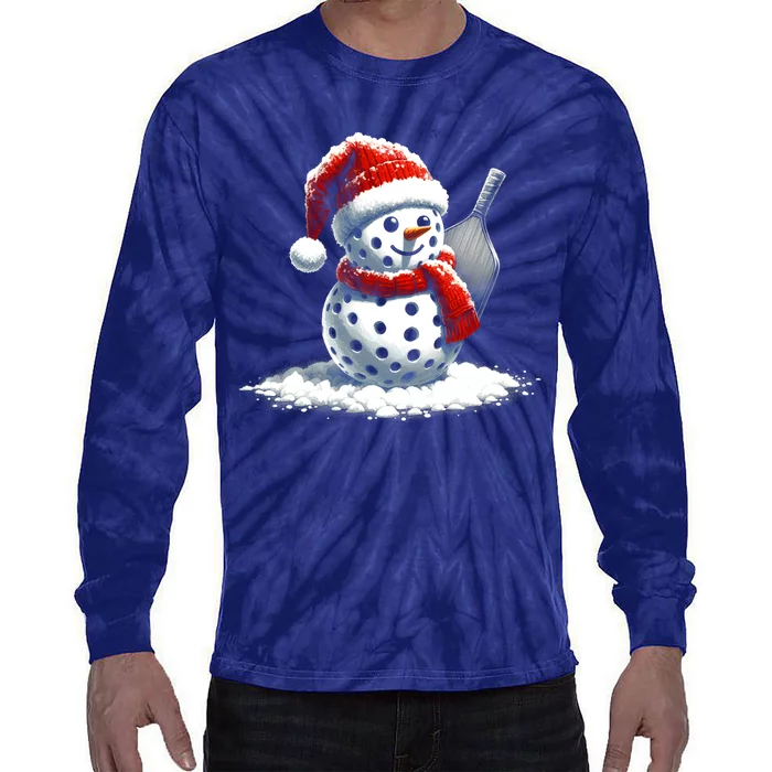 Christmas Santa Hat Snowman Family Xmas Matching Pickleball Gift Tie-Dye Long Sleeve Shirt