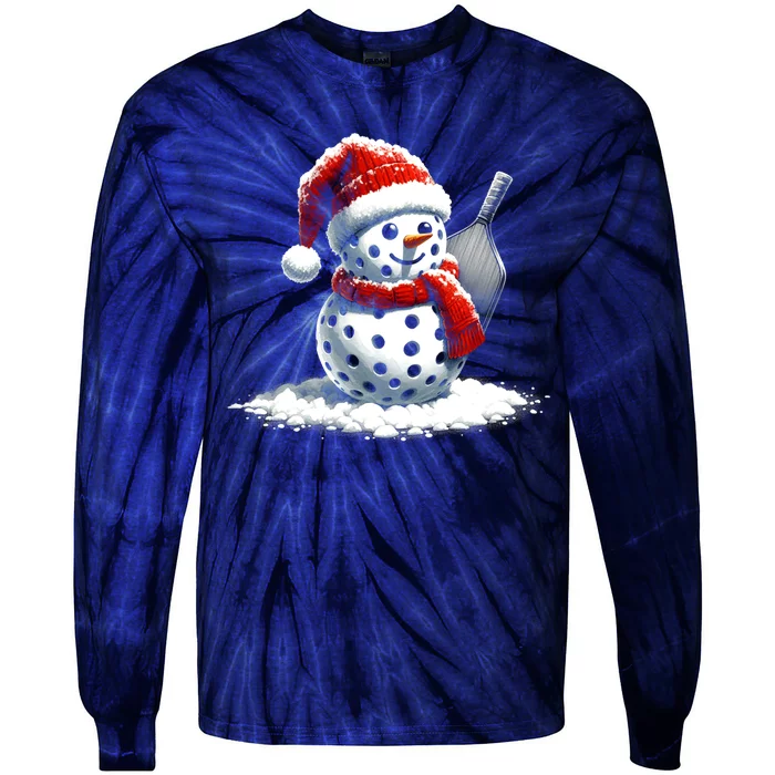 Christmas Santa Hat Snowman Family Xmas Matching Pickleball Gift Tie-Dye Long Sleeve Shirt