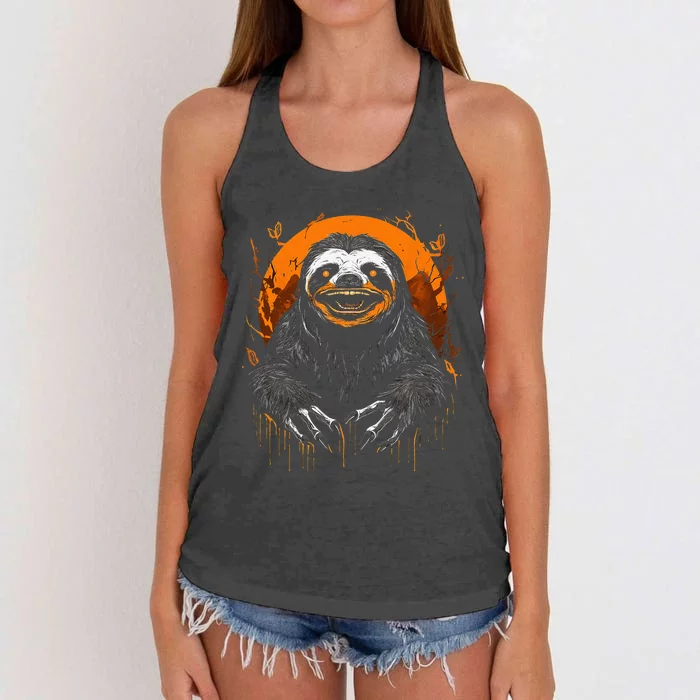 Cute Sloth Halloween Funny Halloween Sloth Gifts Graphic Tee Women's Knotted Racerback Tank