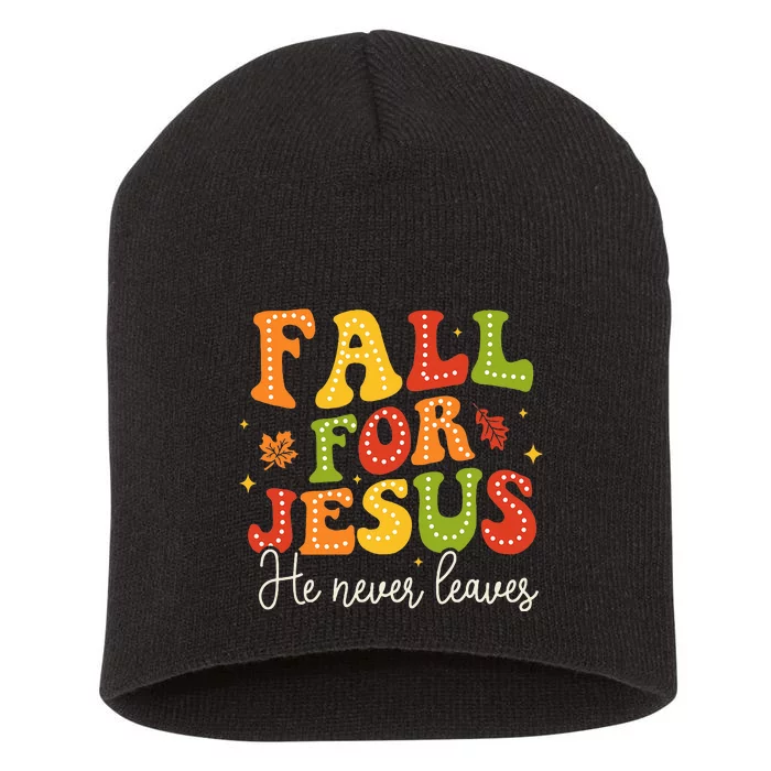 Christian Sayings Halloween Fall For Jesus Religious Short Acrylic Beanie