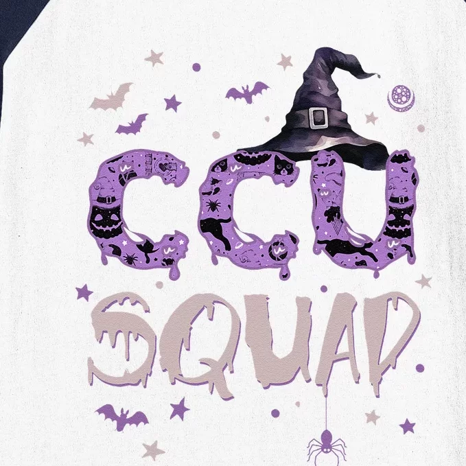 Ccu Squad Halloween Fun Critical Care Nurse Witch Baseball Sleeve Shirt