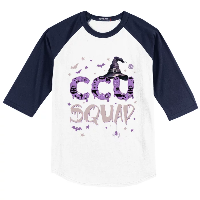 Ccu Squad Halloween Fun Critical Care Nurse Witch Baseball Sleeve Shirt