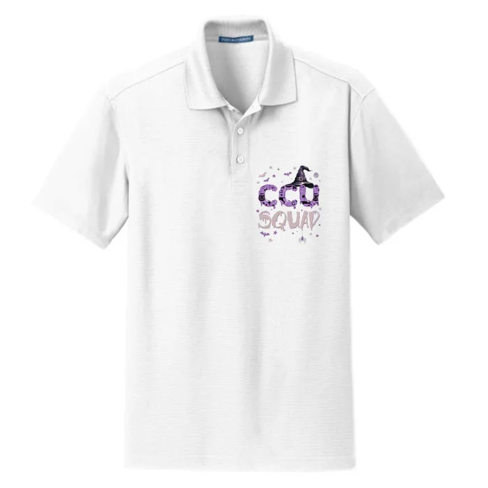 Ccu Squad Halloween Fun Critical Care Nurse Witch Dry Zone Grid Performance Polo