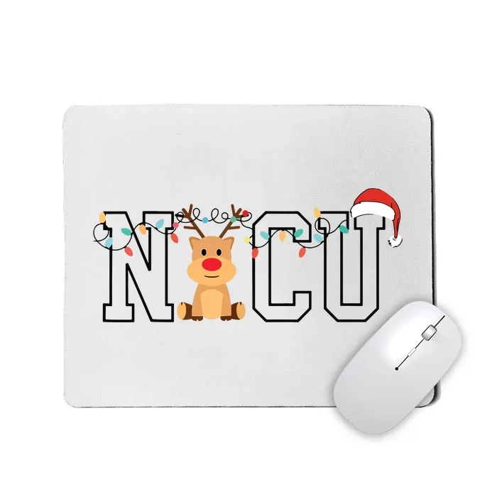 Cute Santa Hat Reindeer Christmas Light Xmas Nicu Nurse Mousepad