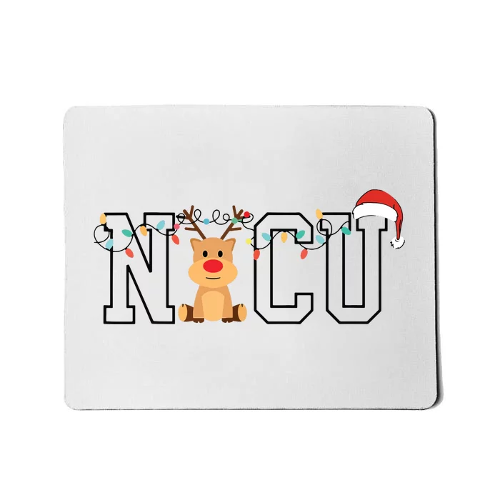 Cute Santa Hat Reindeer Christmas Light Xmas Nicu Nurse Mousepad