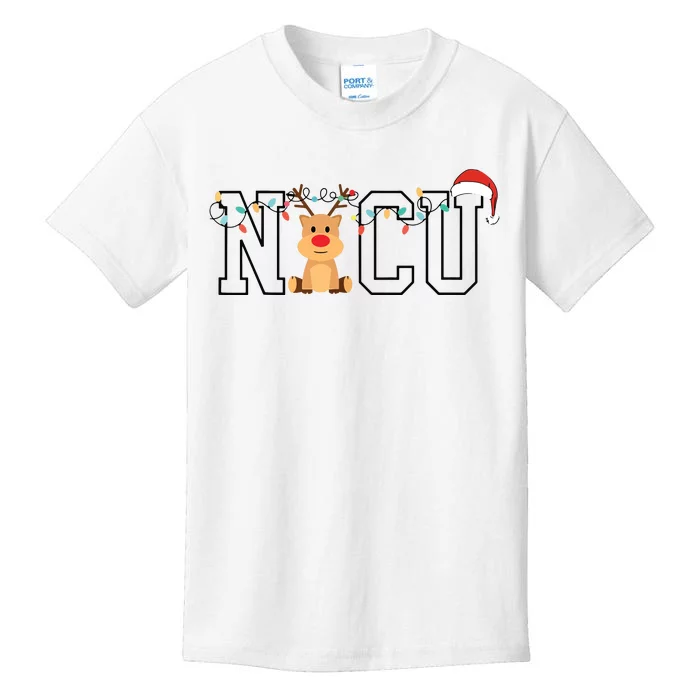 Cute Santa Hat Reindeer Christmas Light Xmas Nicu Nurse Kids T-Shirt