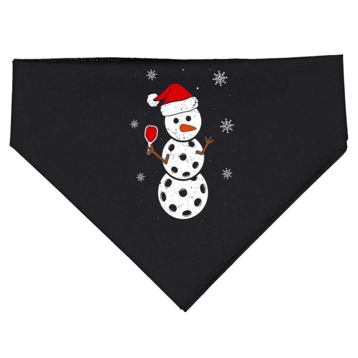 Cute Santa Hat Snowman Gifts For Xmas Funny Pickleball Christmas USA-Made Doggie Bandana