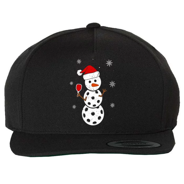 Cute Santa Hat Snowman Gifts For Xmas Funny Pickleball Christmas Wool Snapback Cap