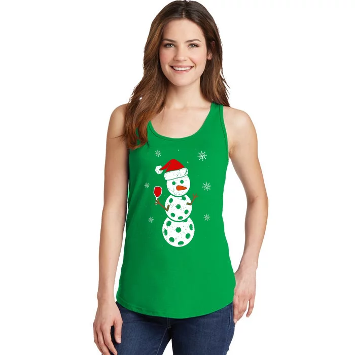 Cute Santa Hat Snowman Gifts For Xmas Funny Pickleball Christmas Ladies Essential Tank