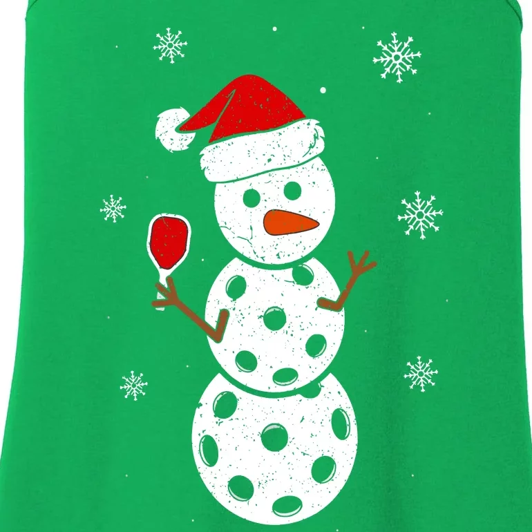 Cute Santa Hat Snowman Gifts For Xmas Funny Pickleball Christmas Ladies Essential Tank