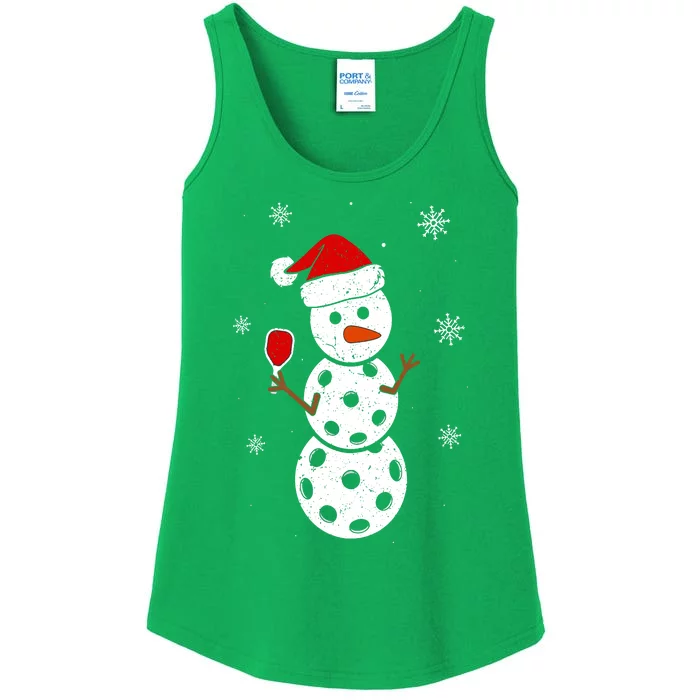 Cute Santa Hat Snowman Gifts For Xmas Funny Pickleball Christmas Ladies Essential Tank