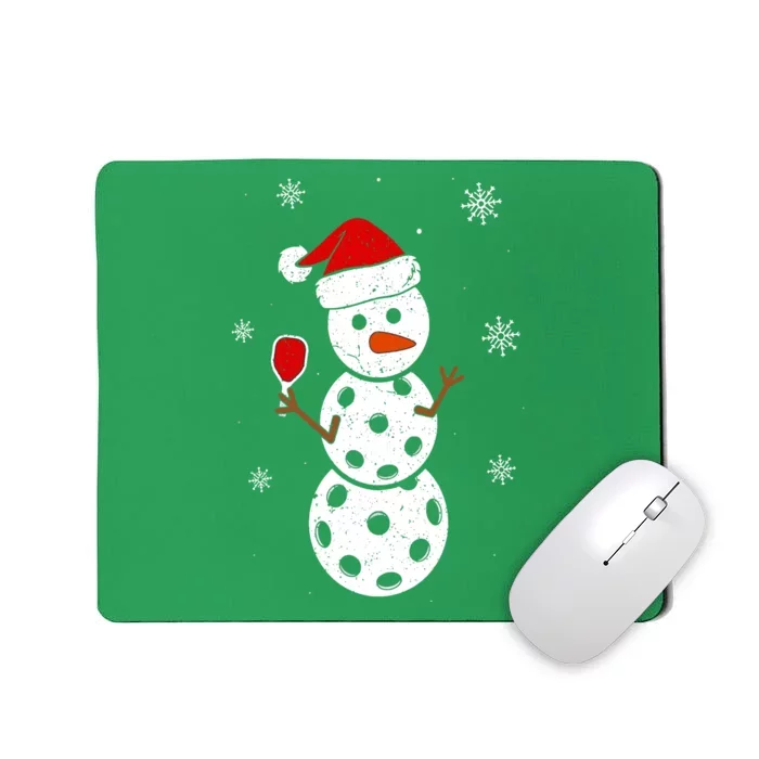 Cute Santa Hat Snowman Gifts For Xmas Funny Pickleball Christmas Mousepad