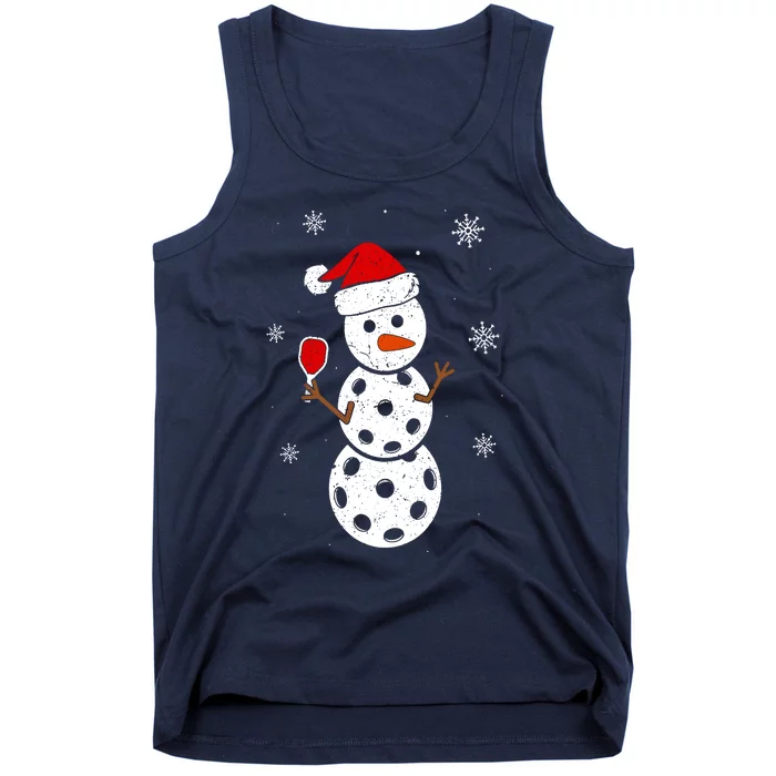 Cute Santa Hat Snowman Gifts For Xmas Funny Pickleball Christmas Tank Top