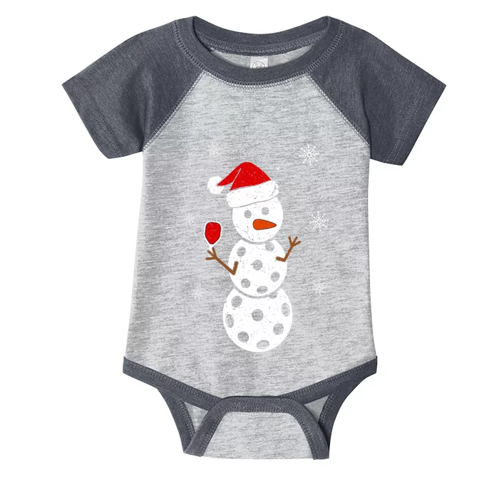 Cute Santa Hat Snowman Gifts For Xmas Funny Pickleball Christmas Infant Baby Jersey Bodysuit