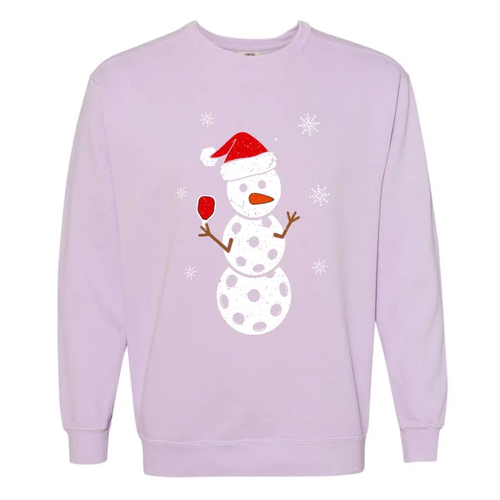 Cute Santa Hat Snowman Gifts For Xmas Funny Pickleball Christmas Garment-Dyed Sweatshirt