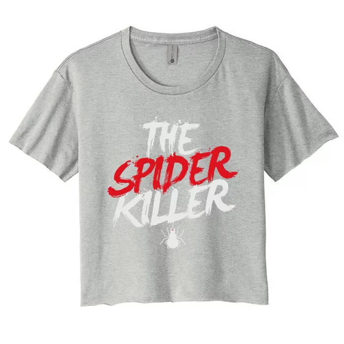 Creepy Spiders Halloween Trick Treat Cobweb Killer Boo Women's Crop Top Tee