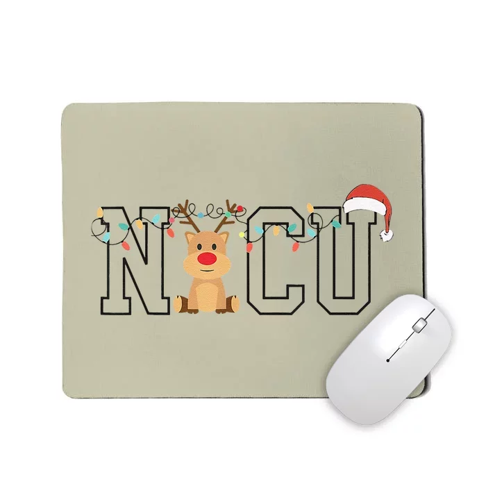 Cute Santa Hat Reindeer Christmas Light Xmas NICU Nurse Mousepad