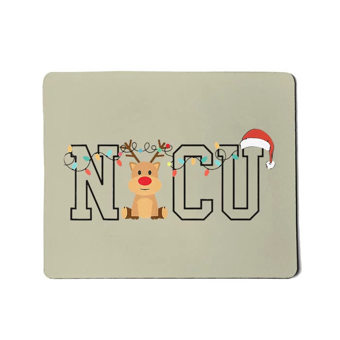 Cute Santa Hat Reindeer Christmas Light Xmas NICU Nurse Mousepad