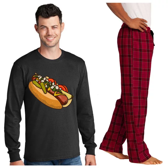 Chicago Style Hot Dog Lover Long Sleeve Pajama Set