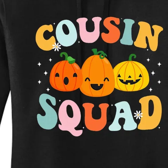 Cousin Squad Halloween Cousin Crew Funny Halloween Pumpkins Women's Pullover Hoodie