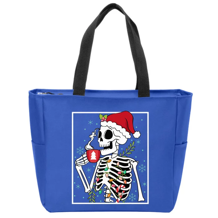 Christmas Skeleton Hot Chocolate Xmas Zip Tote Bag