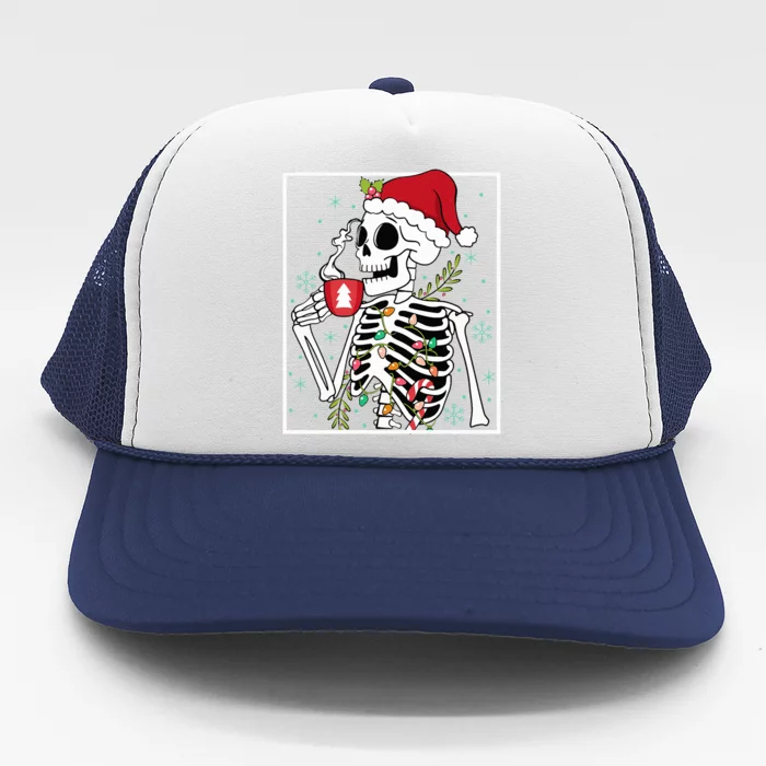 Christmas Skeleton Hot Chocolate Xmas Trucker Hat