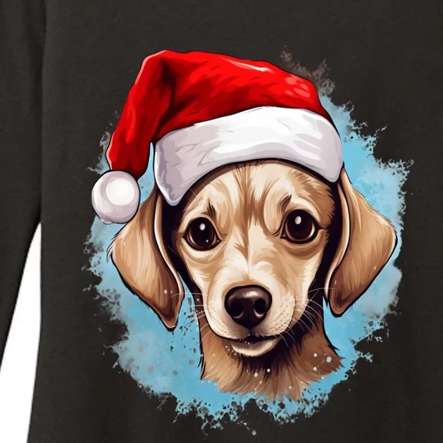 Chihuahua Santa Hat Christmas Dog Lovers Gift Mom Dad Xmas Funny Gift Womens CVC Long Sleeve Shirt