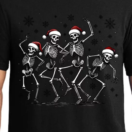 Christmas Santa Hat Skeletons Dancing Xmas Party Gift Pajama Set