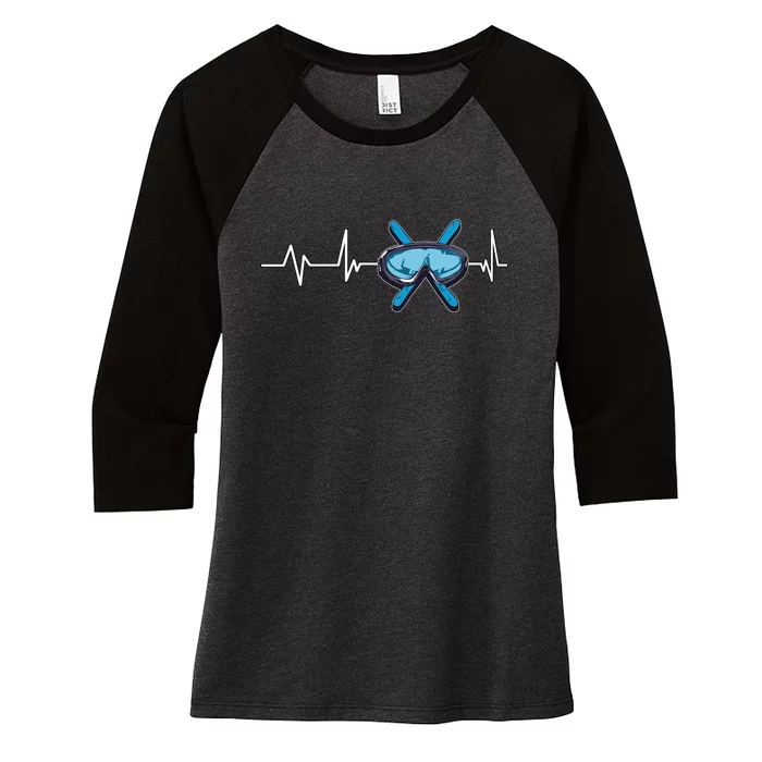 Colorado Ski Heartbeat Skiing Goggles Snow Mountain Winter Gifts Women's Tri-Blend 3/4-Sleeve Raglan Shirt