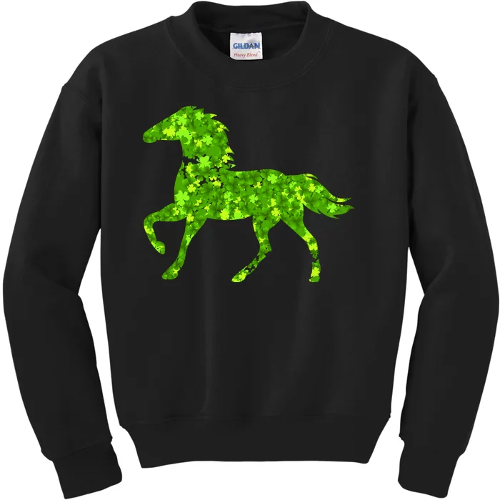 Cute Shamrock Horse Unicorn Irish Gift St Patricks Day Kids Sweatshirt