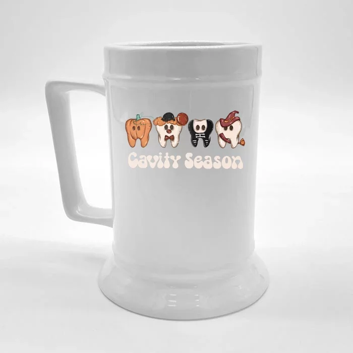 Cavity Season Halloween Funny Dental Squad Front & Back Beer Stein