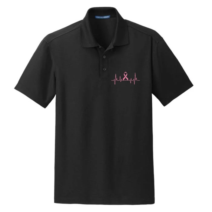 Cancer Survivor Heartbeat Gift Breast Cancer Awareness Dry Zone Grid Performance Polo