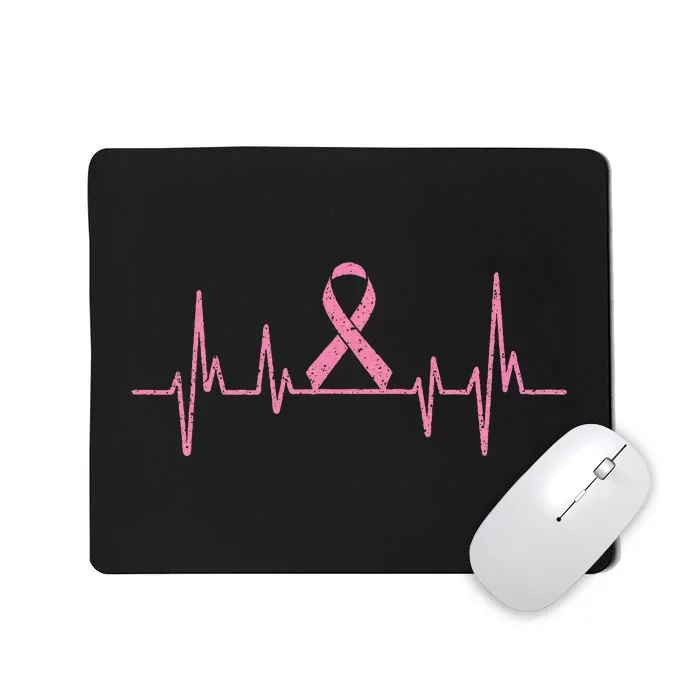 Cancer Survivor Heartbeat Gift Breast Cancer Awareness Mousepad