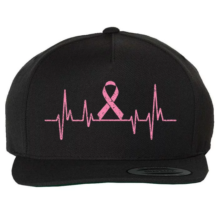 Cancer Survivor Heartbeat Gift Breast Cancer Awareness Wool Snapback Cap