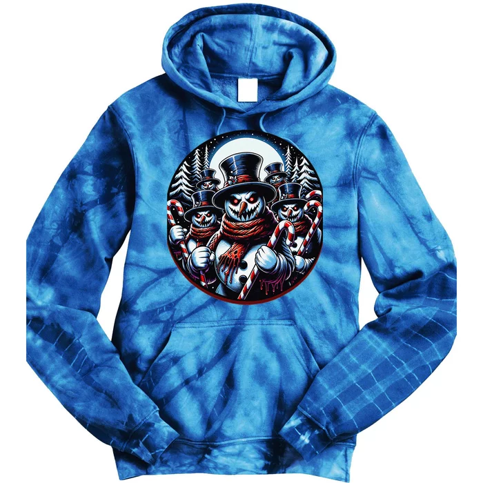 Christmas Snowman Horror Wintertime Fright Scary Humor Gory Tie Dye Hoodie