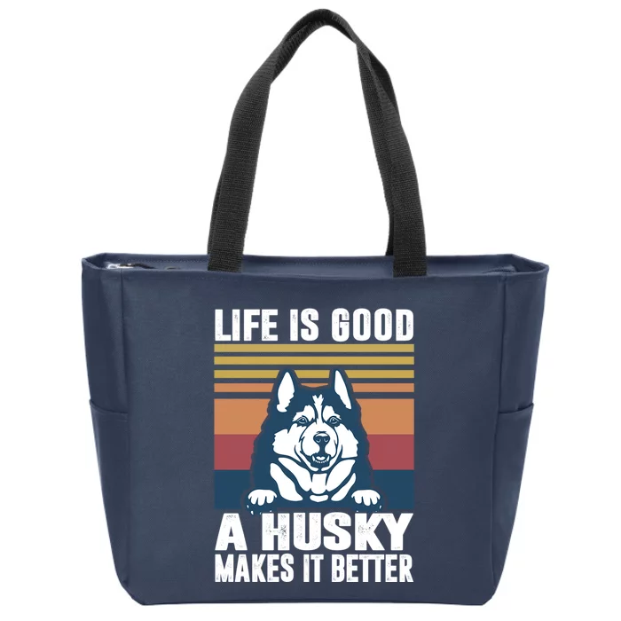 Cute Siberian Husky Gifts For Husky Dog Zip Tote Bag