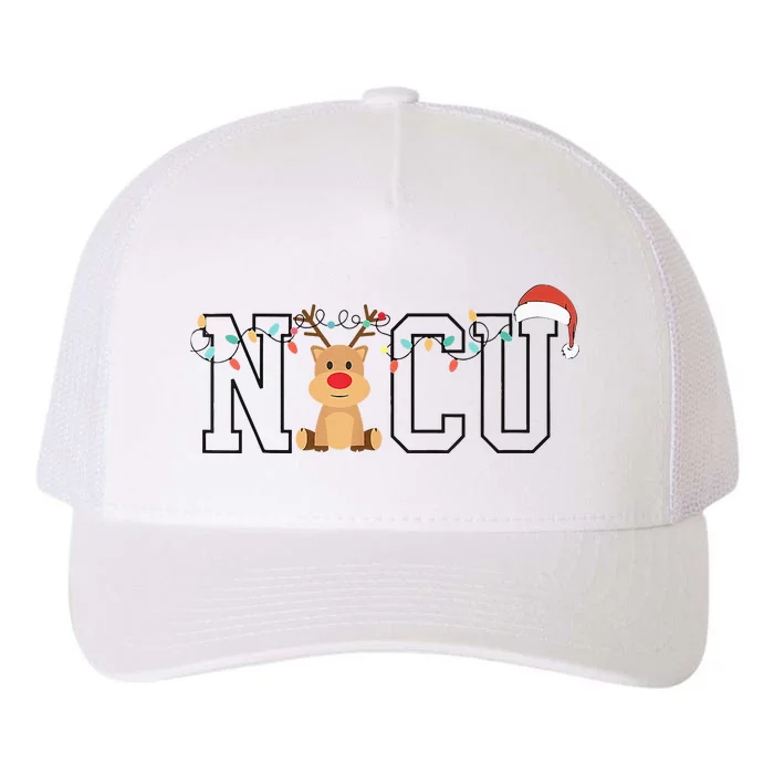 Cute Santa Hat Reindeer Christmas Light Xmas NICU Nurse Yupoong Adult 5-Panel Trucker Hat