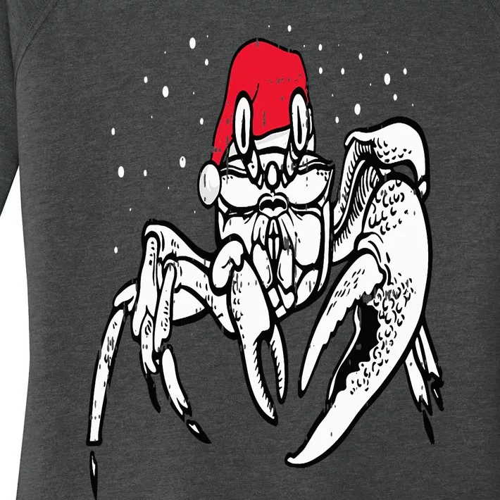 Crab Santa Hat Christmas Pajama XMas Holiday Animal Women's Perfect Tri Tunic Long Sleeve Shirt