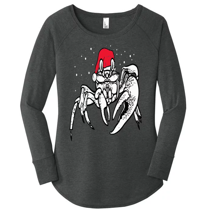 Crab Santa Hat Christmas Pajama XMas Holiday Animal Women's Perfect Tri Tunic Long Sleeve Shirt