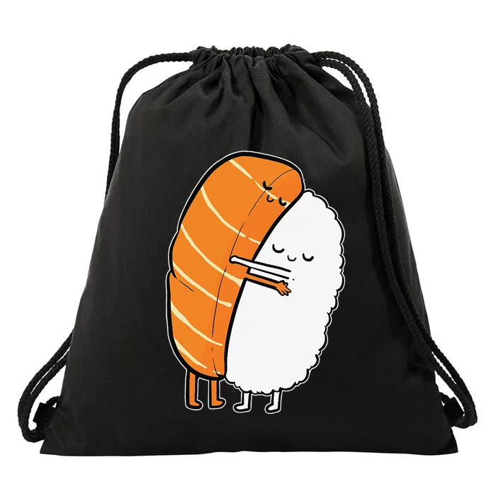 Cute Sushi Hug Salmon Maki Anime Figure Japanese Manga Drawstring Bag