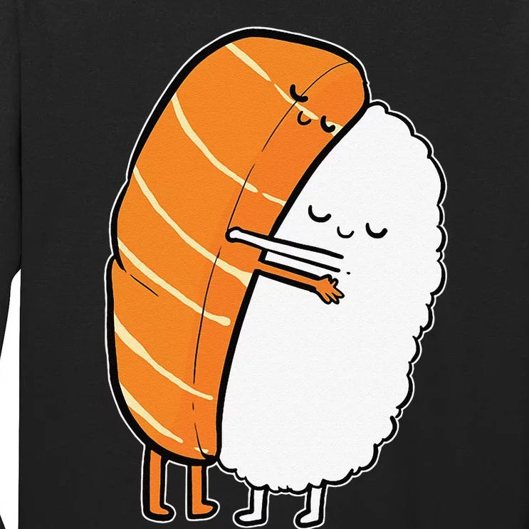 Cute Sushi Hug Salmon Maki Anime Figure Japanese Manga Tall Long Sleeve T-Shirt