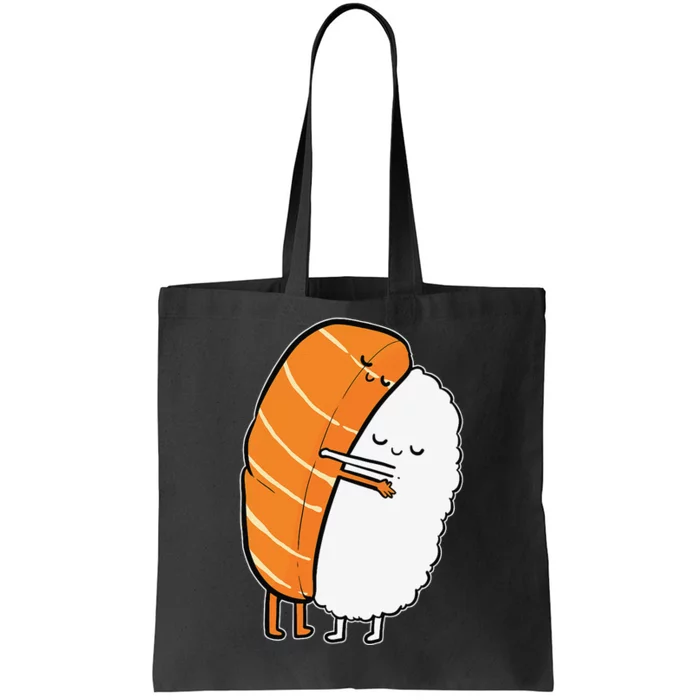 Cute Sushi Hug Salmon Maki Anime Figure Japanese Manga Tote Bag